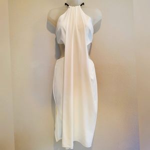 Halston Heritage Chain-Strap Crepe Cutout Dress White NWT